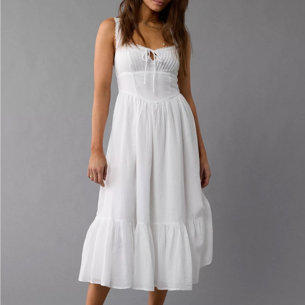 NWOT AE White Corset Midi Dress medium